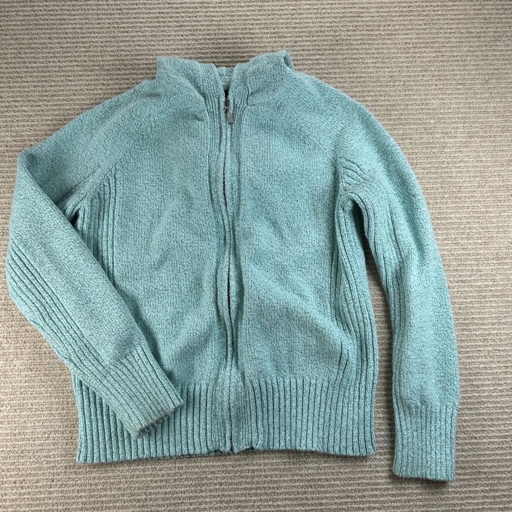 Soft Zip-Up Sweater Jacket in Light Teal
